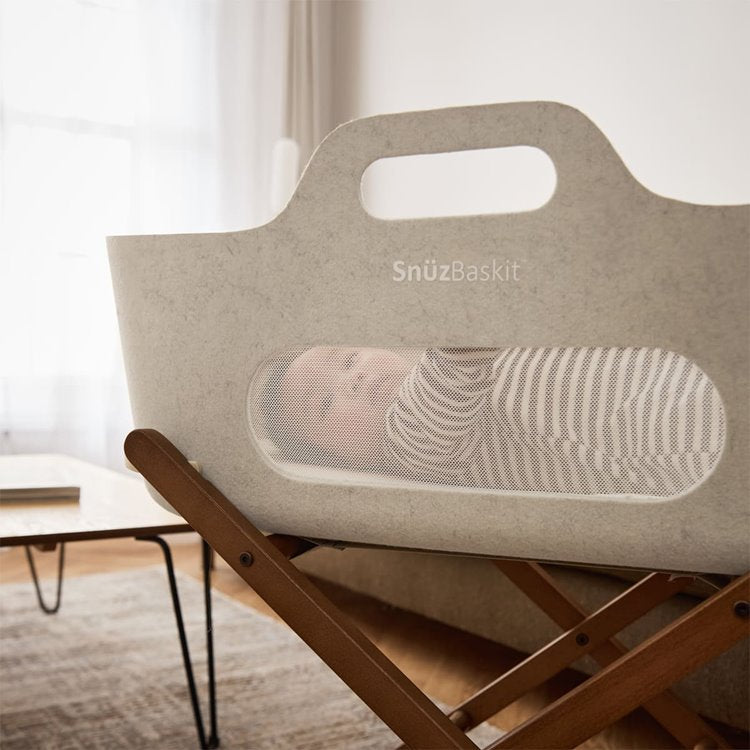 Snuz Barley Moses basket and walnut stand  - Hola BB