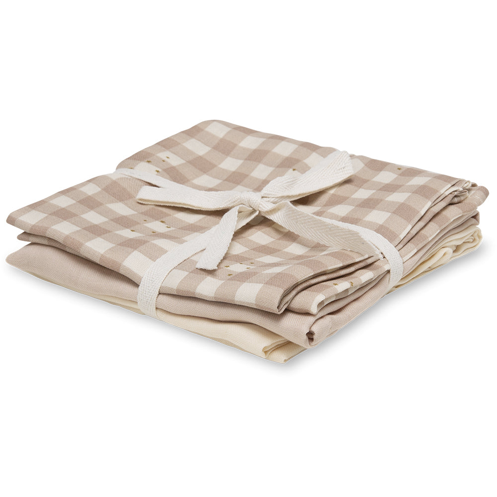 That's Mine Bora Muslin Cloth 3-pack Stardust check beige - Hola BB