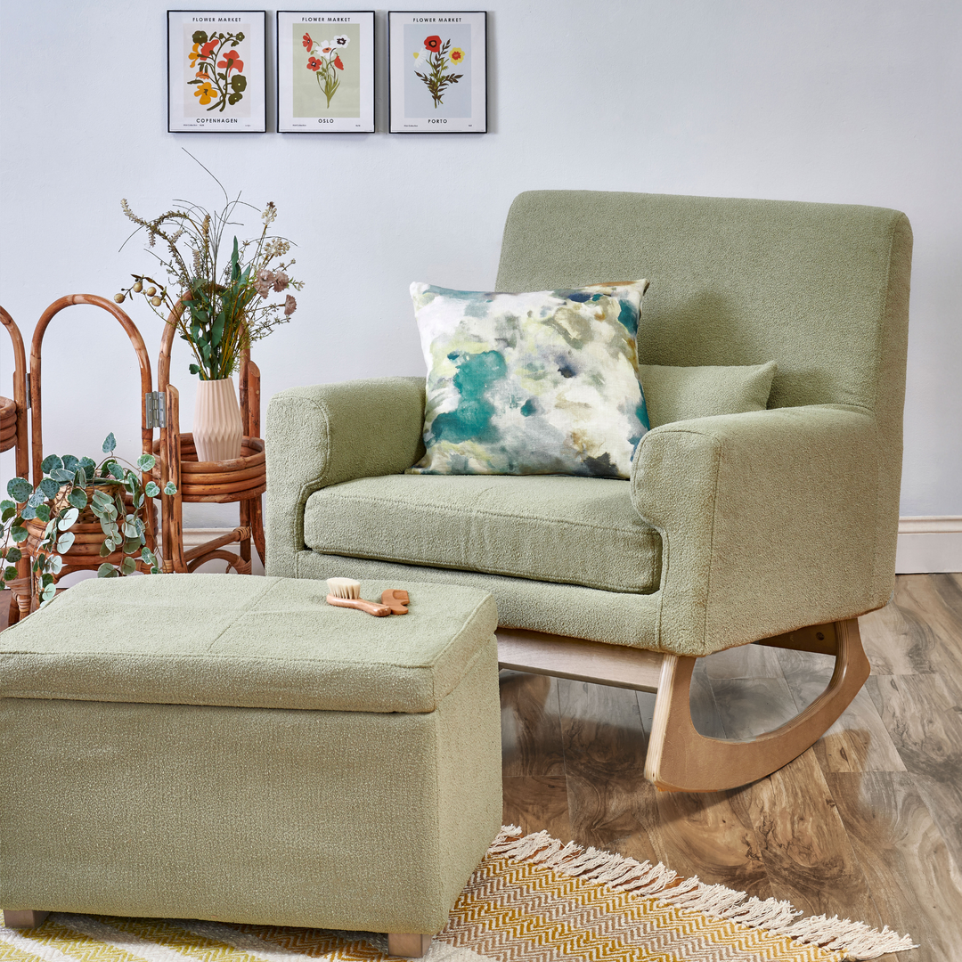 Gaia Baby Serena rocking & nursing Chair - Oak & Boucle Sage, Second Chance - Hola BB