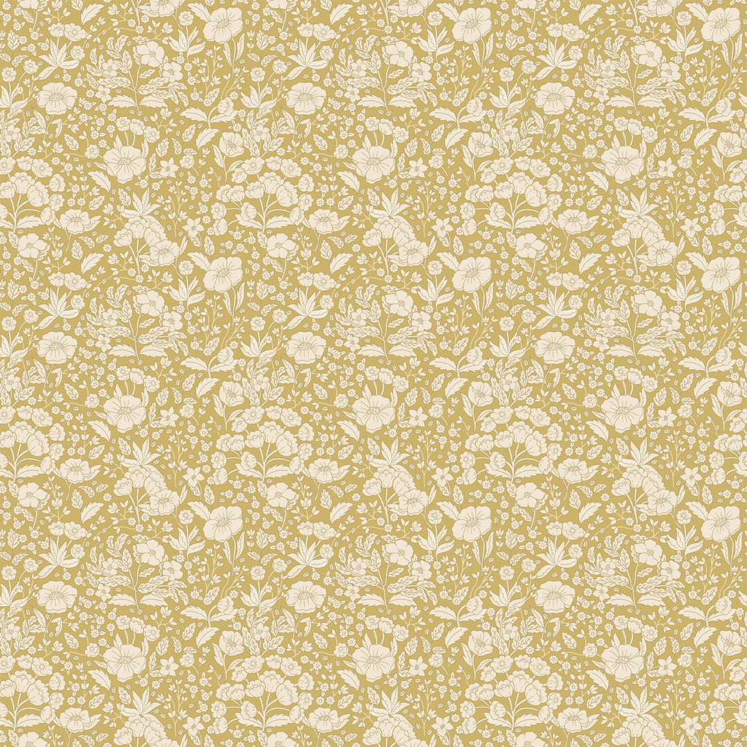 Summer Gray Doris Wallpaper Doris Mustard - Hola BB