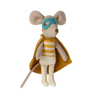 Maileg Maileg Little brother in matchbox super hero mouse  - Hola BB